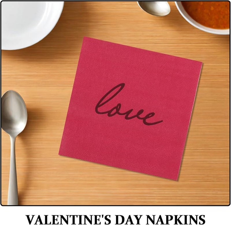 SOIMISS 80 Pack Valentine Day Paper Napkins Disposable Luncheon Dinner Party Supplies - Image 3